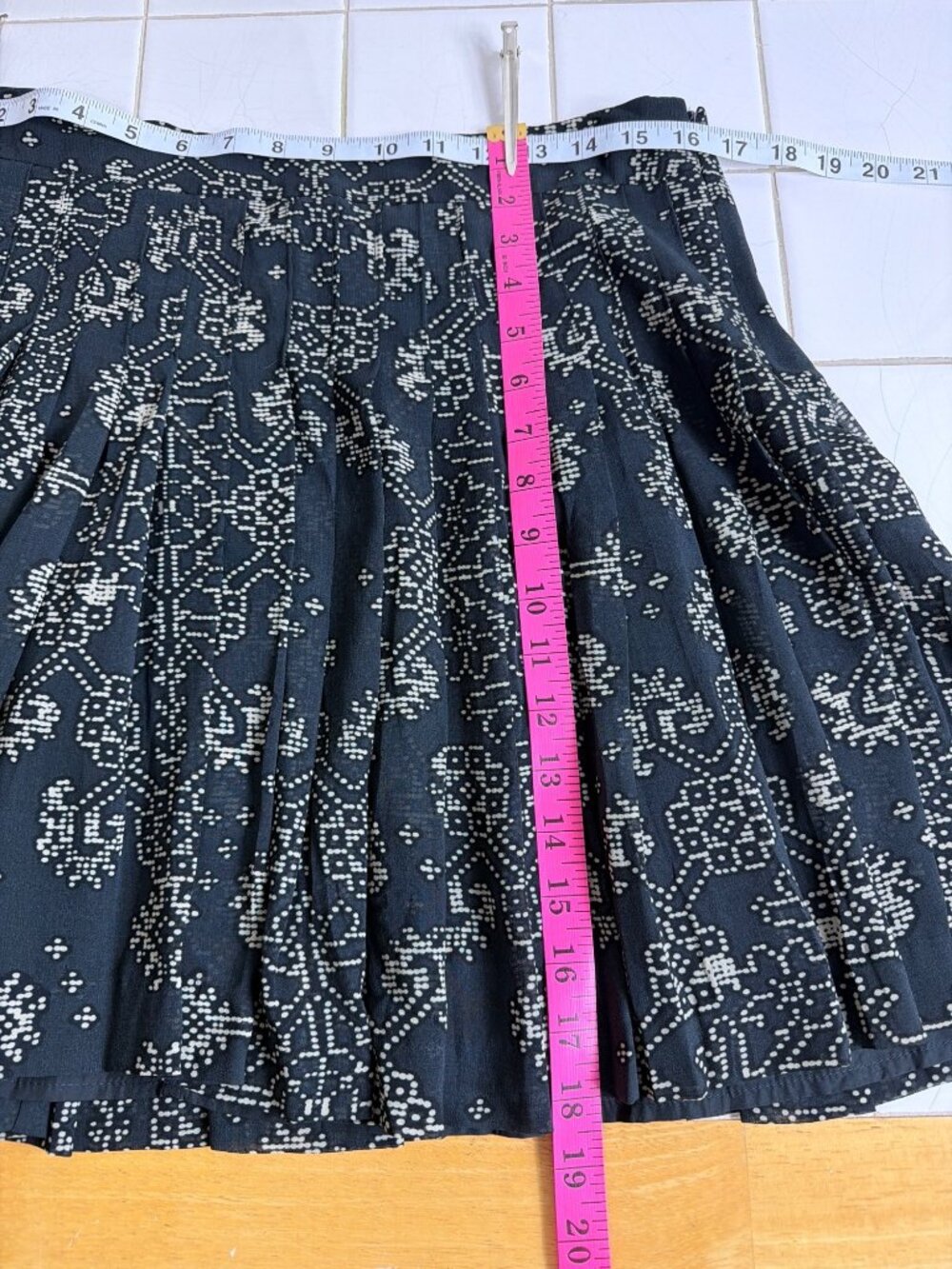 Gap Pleated Mini Skirt Black Charcoal Print A-Line Preppy Chic Size 6 Lined - Picture 11 of 14